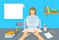 Online Internet Language courses flat vector illustration