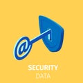 Online Internet Security. Key with AT Sign in Lock Royalty Free Stock Photo