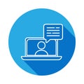 online interview line icon with long shadow. Element of head hunting for mobile concept and web apps. Signs and symbols can be