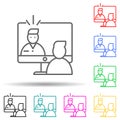 online interview multi color style icon. Simple thin line, outline vector of interview icons for ui and ux, website or mobile Royalty Free Stock Photo