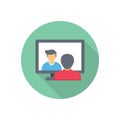 Online interview vector flat colour icon Royalty Free Stock Photo