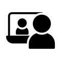 Online interview vector thin line icon