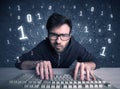 Online intruder geek guy hacking codes