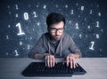 Online intruder geek guy hacking codes