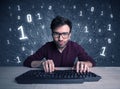Online intruder geek guy hacking codes