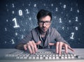 Online intruder geek guy hacking codes