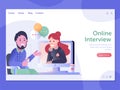 Online Job Interview Web Landing Page Template Royalty Free Stock Photo