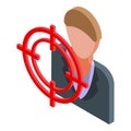 Online job search target icon, isometric style