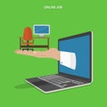 Online job searching flat vector concept.
