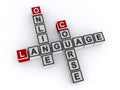 Online language course word block on white