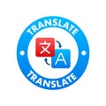 Online language translator concept. Translator icon. Vector stock illustration. Royalty Free Stock Photo