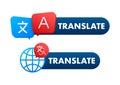 Online language translator concept. Translator icon. Vector stock illustration. Royalty Free Stock Photo