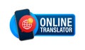 Online language translator concept. Translator icon. Vector stock illustration. Royalty Free Stock Photo