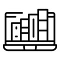 Online laptop library icon outline vector. Video webinar