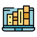 Online laptop library icon vector flat