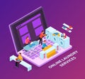 Online Laundry Isometric Background