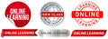 Online leaning study distance teaching lecture school university class website academy virtual meeting stamp colorful