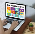 ONLINE LEARNING Connectivity Technology Coaching online Skills T Royalty Free Stock Photo