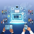 Online Learning and Digital Collaboration Concept with Laptop, Tablet and Smartphone Royalty Free Stock Photo