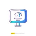 online learning doodle icon for education and back to school concept. e-learning Gradient fill line sign symbol vector Royalty Free Stock Photo