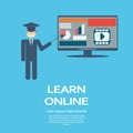 Online learning education infographic template Royalty Free Stock Photo