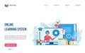 Online learning educational system flat vector illustration landing page