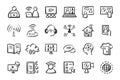 Online learning icon set Hand drawn doodle icons Royalty Free Stock Photo