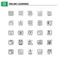 25 Online Learning icon set. vector background Royalty Free Stock Photo