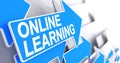 Online Learning - Inscription on the Blue Cursor. 3D. Royalty Free Stock Photo