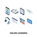 Online learning isometric icons set Royalty Free Stock Photo