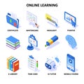 Online learning isometric icons set Royalty Free Stock Photo