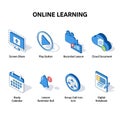 Online learning isometric icons set Royalty Free Stock Photo