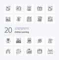 20 Online Learning Line icon Pack like check list study keyboard value study time