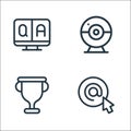 Online learning line icons. linear set. quality vector line set such as arroba, trophy, webcam Royalty Free Stock Photo