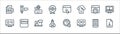 online learning line icons. linear set. quality vector line set such as file, computer, pencil, search, time, keyboard, cursor,