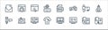 Online learning line icons. linear set. quality vector line set such as online learning, search, cloud, pencil, certificate,