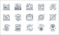 Online learning line icons. linear set. quality vector line set such as trophy, laboratory, mobile app, medal, tablet, video