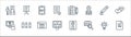 Online learning line icons. linear set. quality vector line set such as video file, search, video lesson, online learning, pencil