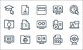 online learning line icons. linear set. quality vector line set such as webcam, question, high definition, word, folder, searching Royalty Free Stock Photo
