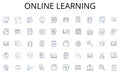 online learning line icons collection. Investments, Interest, Yield, Stability, Diversification, Fixed-income, Income