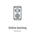 Online learning outline vector icon. Thin line black online learning icon, flat vector simple element illustration from editable Royalty Free Stock Photo