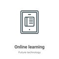 Online learning outline vector icon. Thin line black online learning icon, flat vector simple element illustration from editable Royalty Free Stock Photo
