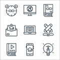 online learning part line icons. linear set. quality vector line set such as creative process, application, audio book, contest, Royalty Free Stock Photo