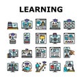 online learning platform web icons set vector