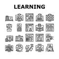 online learning platform web icons set vector