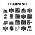 online learning platform web icons set vector