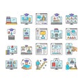 online learning platform web icons set vector