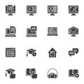 Online learning vector icons set Royalty Free Stock Photo