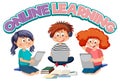 Online learning word with kids Royalty Free Stock Photo