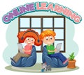 Online learning word with kids Royalty Free Stock Photo
